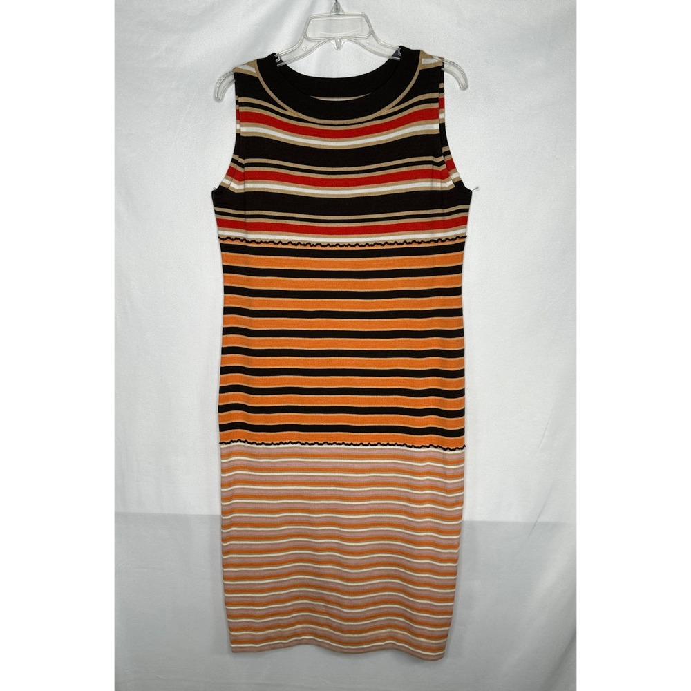 Marni x Uniqlo Striped Sleeveless Knit Midi Dress Multi Color Boho Chic Y2K Sz M